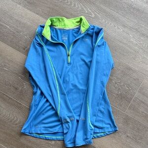 Nike Blue and Lime Quarter-Zip Pullover